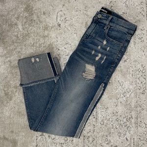 Stretch + performance Cropped Skinny Mid Rise Jeans size 00 from Express.